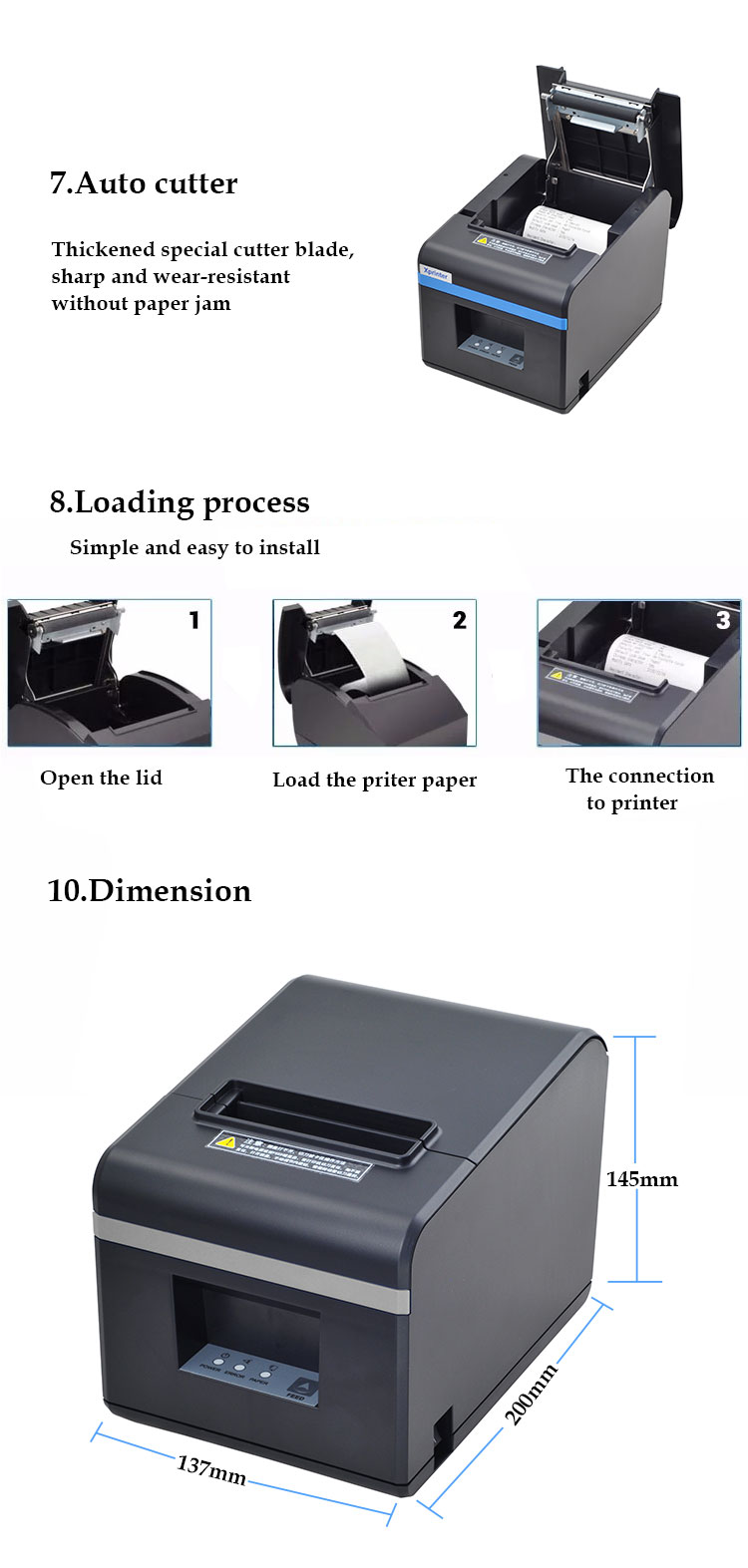 impresora térmica con cortador automático